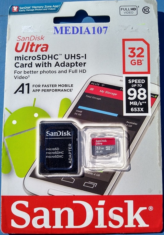 Sandisk 64GB Ultra Micro SDXC UHS -1 Class 10 Card With Adapter 